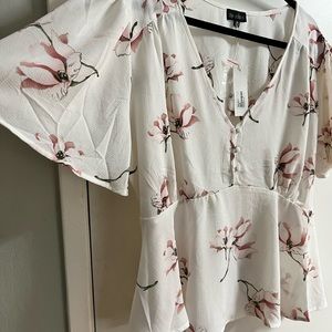 NWT Forever 21+ Floral Peplum Top 2X